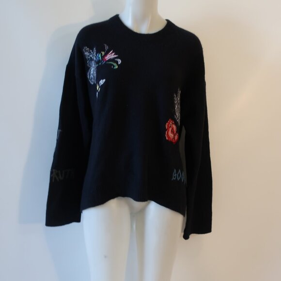 Womens Zadig & Voltaire 100% Cashmere Black Markus Mantra Sweater L - Picture 2 of 11